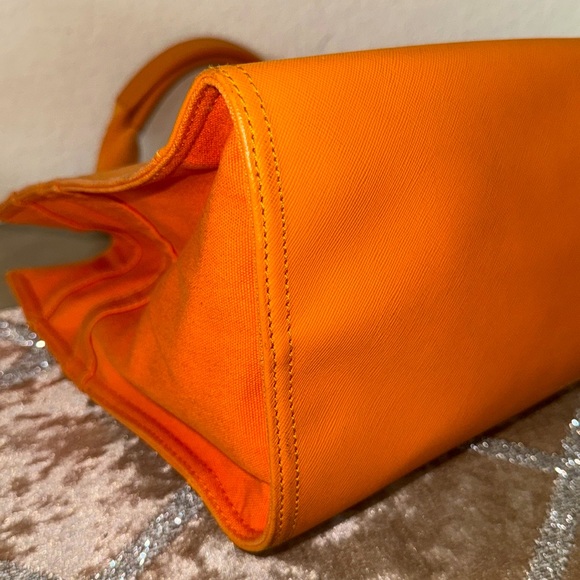 Tory Burch Ella Tote Bag Orange Medium Size - Picture 13 of 16